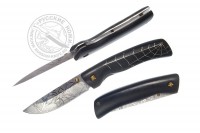 Нож складной Походный (дамасская сталь), паутина, А.Жбанов