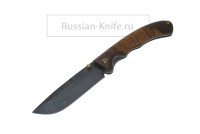 Нож складной Половец (дамасская сталь), рукоять орех+береста