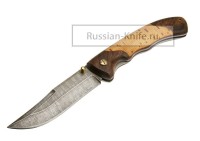- Нож складной Ястреб-2, береста (дамасская сталь)