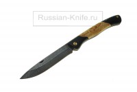 - Нож складной Старожил, граб+карельская береза (дамасская сталь)