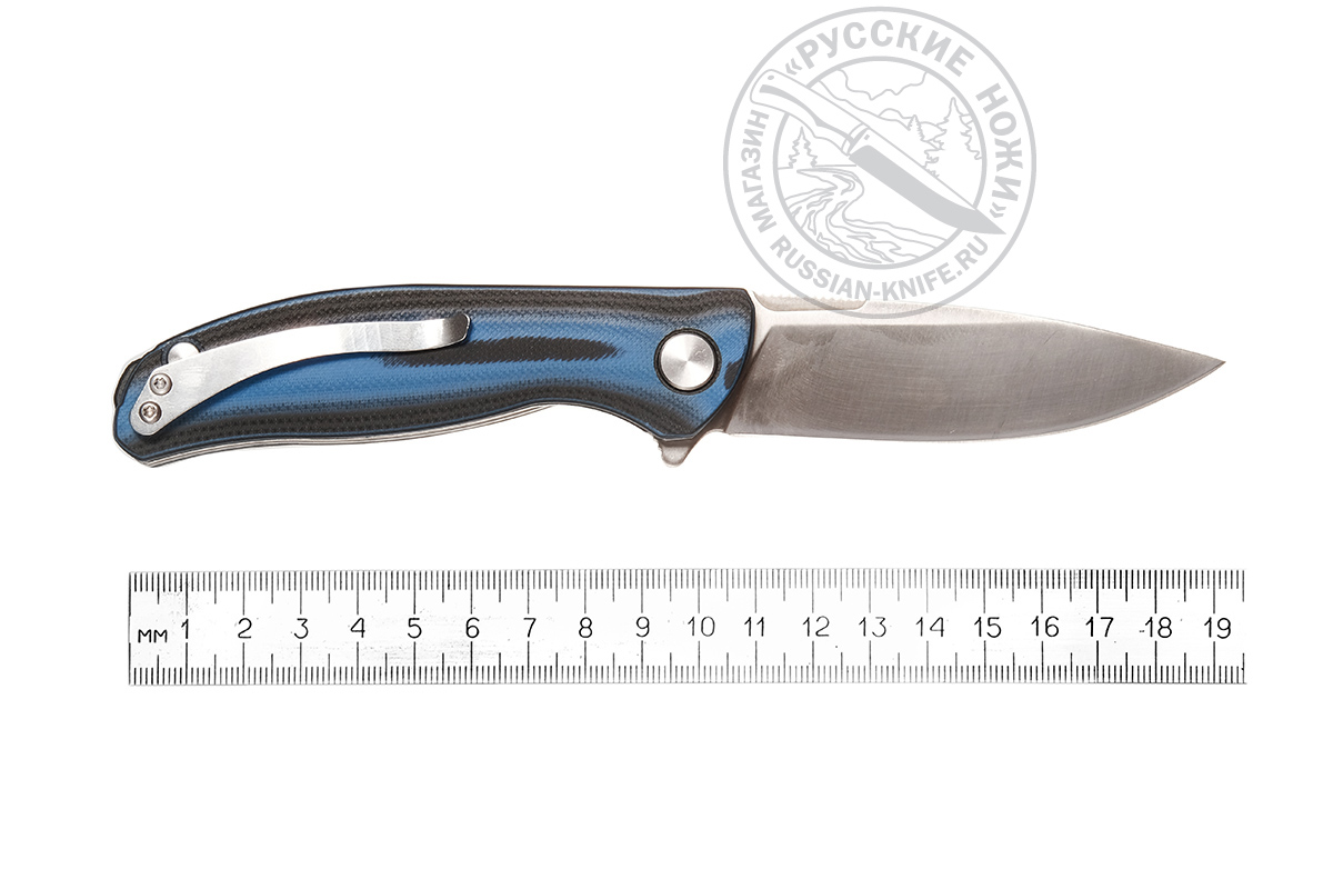 - Складной нож флиппер WTT Bear, сталь D2, рукоять G-10 синяя