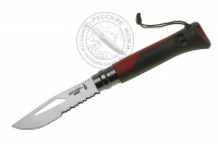 - Нож "OPINEL" №8, Outdoor knife 8VRI #001714, двухцветный пластик, красный, свисток