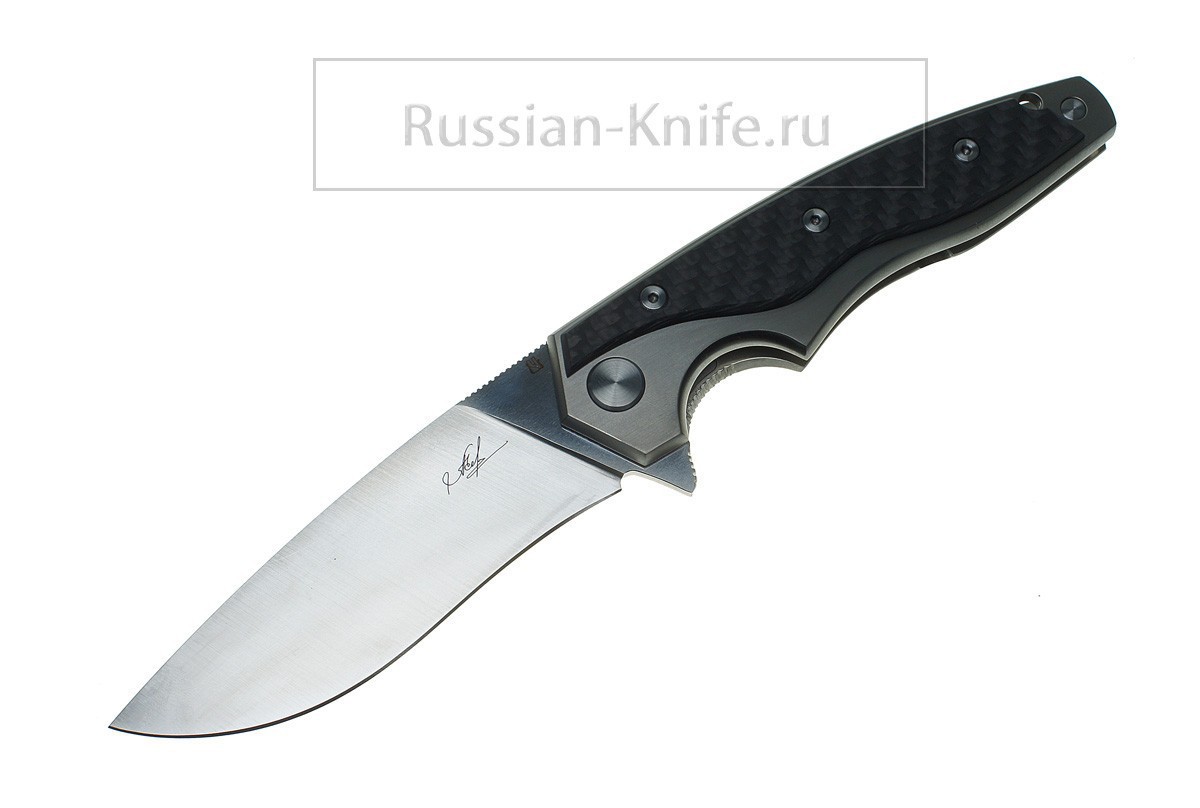- Нож складной Касатка, А.Чебурков (сталь М390) карбон,титан