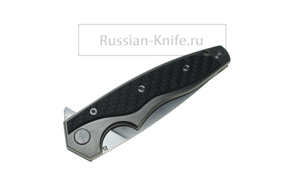 - Нож складной Касатка, А.Чебурков (сталь М390) карбон,титан